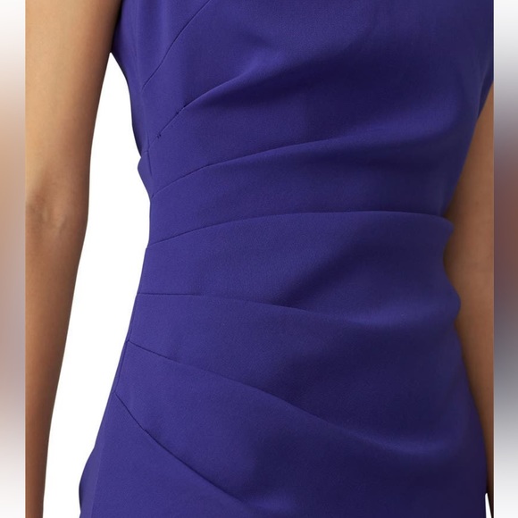 Milly Mishka Ruched Sleeveless Jersey Sheath Midi Dress Blue Purple Sz 14 - Picture 3 of 13